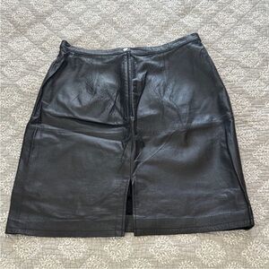 Vintage Newport News Leather Skirt with Front Slit
